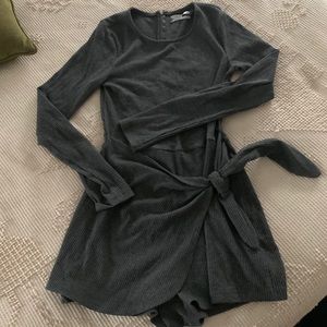 Long sleeve ribbed urban outfitters romper grey